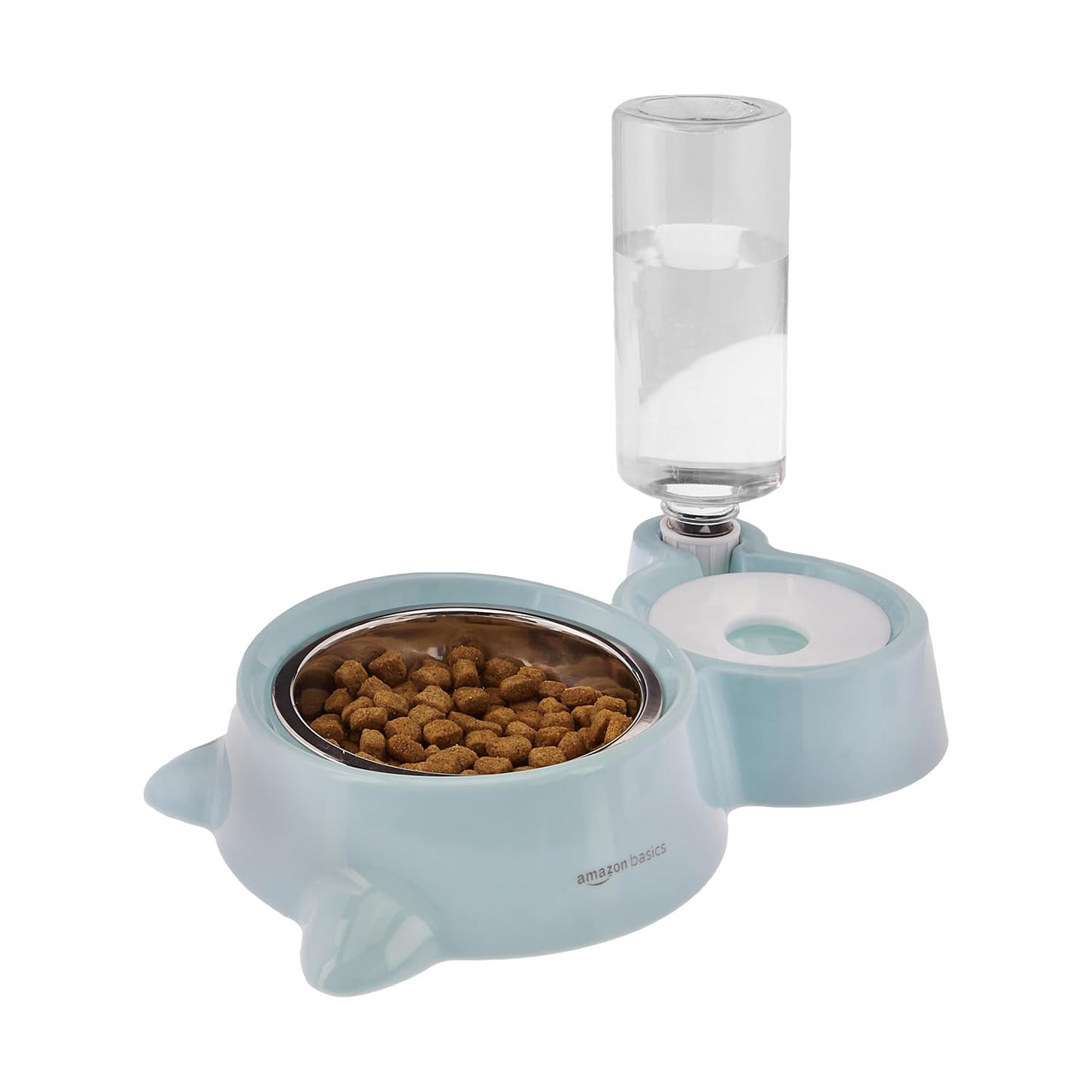 2 In1 Pet Feeder Food and Water Dispenser|Stainless Steel Bowl|Automatic Water Dispensing Mechanism|Suitable for Cats and Dogs,?32 cm,H_22 cm,W_16.5 cm