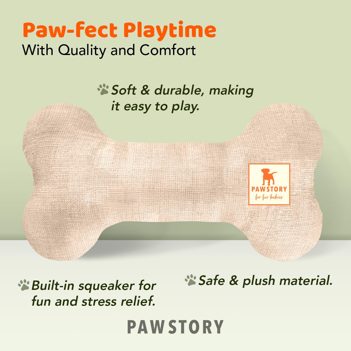 PAWSTORY Dog Chew Toy with Inbuilt Squeaker | Soft Plush Toy for Puppies & Dogs | Durable, Handcrafted for Moderate Chewers | Ideal for Teething, Playing & Cuddling | Perfect for Small & Large Dogs