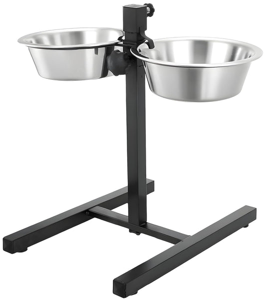 MidWest Homes for Pets Midwest Adjustable Elevated Pet Feeder Raised Dog Food Bowl,Water Bowls,Dog Feeding Station H-Base Double Bowl Stand Two Stainless...