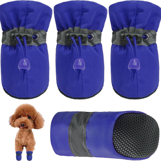 KUTKUT Small Dog Boots Paw Protector, Anti-Slip Shoes Pet Booties with Reflective Straps for Shihtzu, Poodle, Lhasa Apso Bichon, Cavalier King Charls etc...